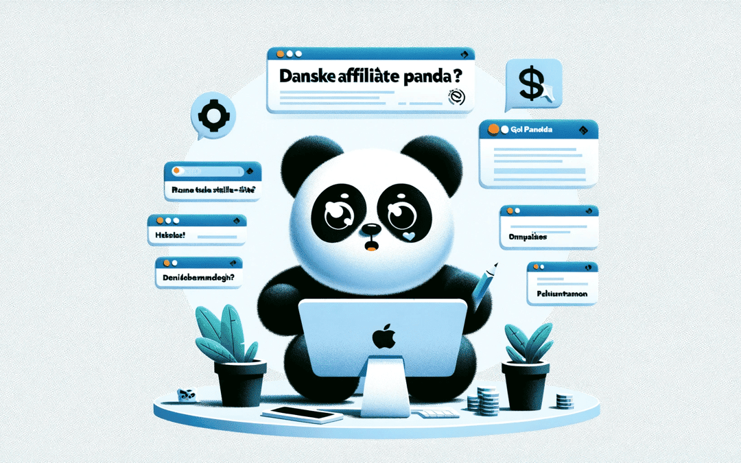 En pandabjørn sidder ved en computer.